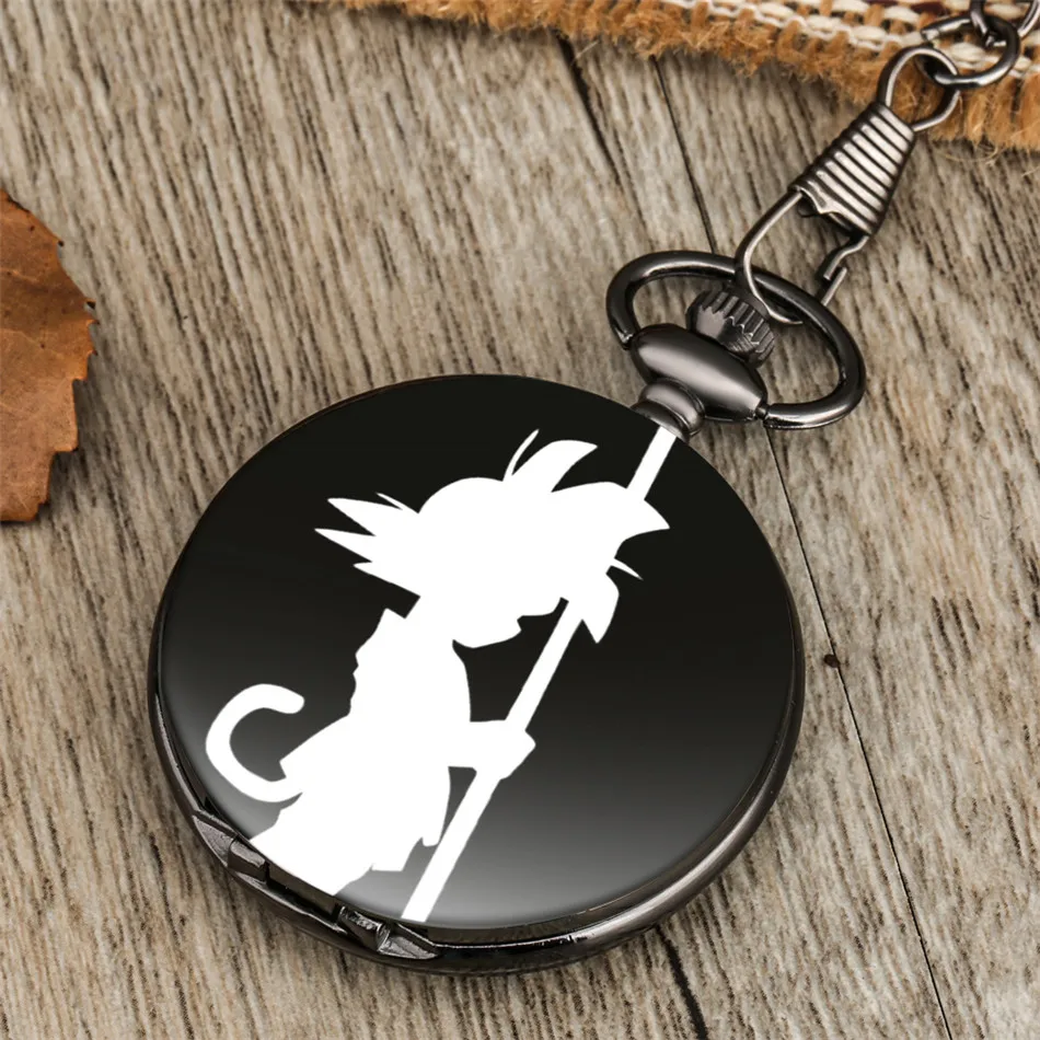 

Hot Anime Theme Quartz Pocket Watch Smooth Black Pendant Antique Clock Arabic Numerals Round Dial Gifts Anime Student Boy