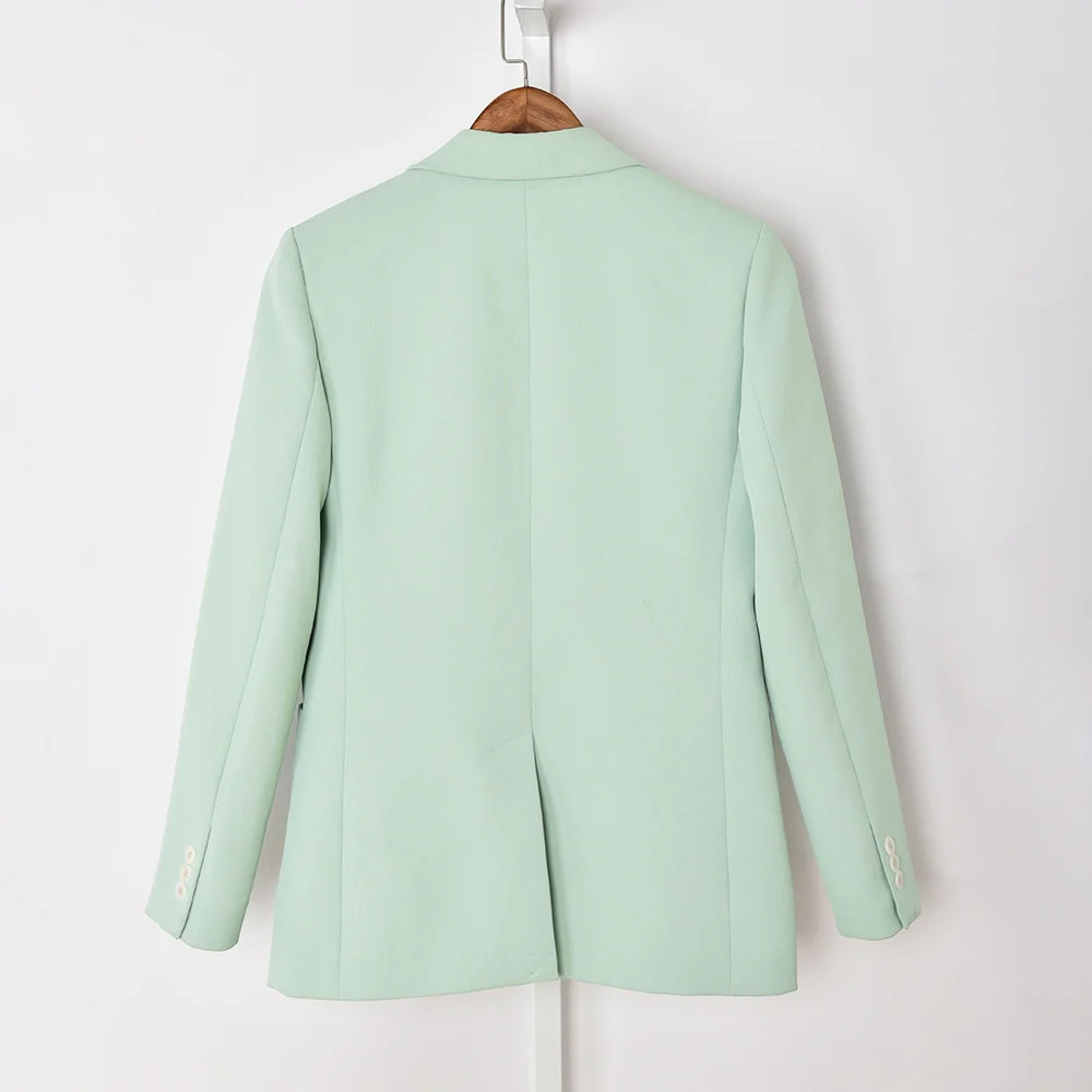

Women's green blazer French brand office ladies one-button elegant high quality blouse