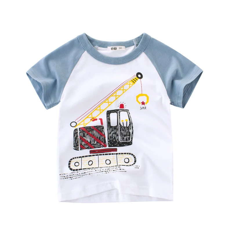 

Boys T-Shirt Car Print Machine Tops Short Sleeves Children Summer Cotton Kids Tee Toddle Shirt Clothing 2-8 Years