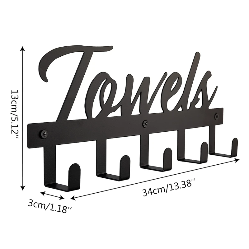 

Bath Towel Bars Towel Holder Hooks Metal Holder Rustproof and Waterproof for Bathroom Organizer Towels Robesblack