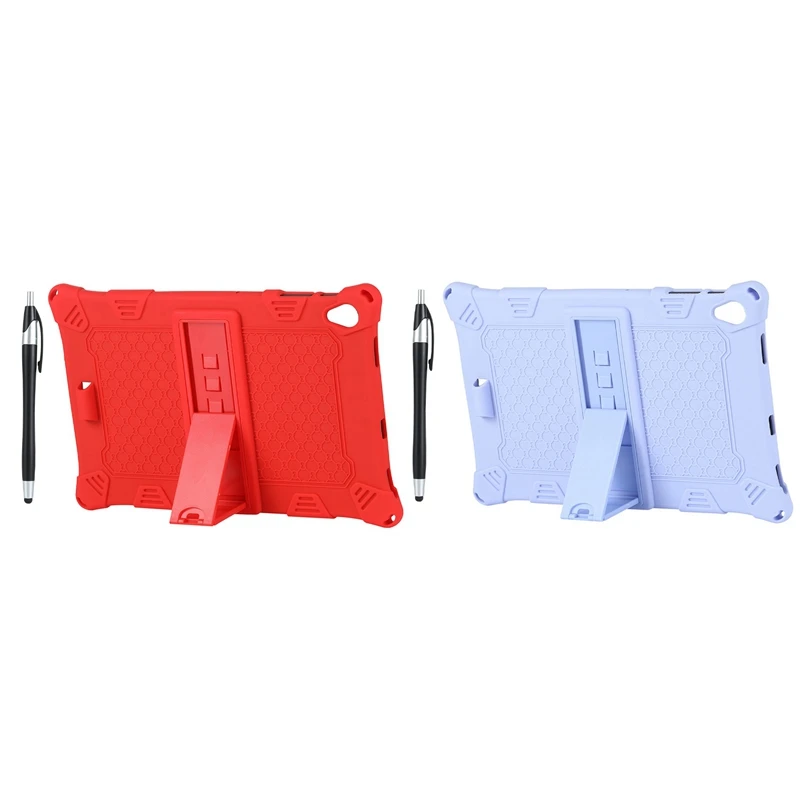 

2set Protection Case for ALLDOCUBE IPlay40 Tablet 10.4 Inch Silicone Case Adjustable Tablet Stand with Pen(Red&Purple)