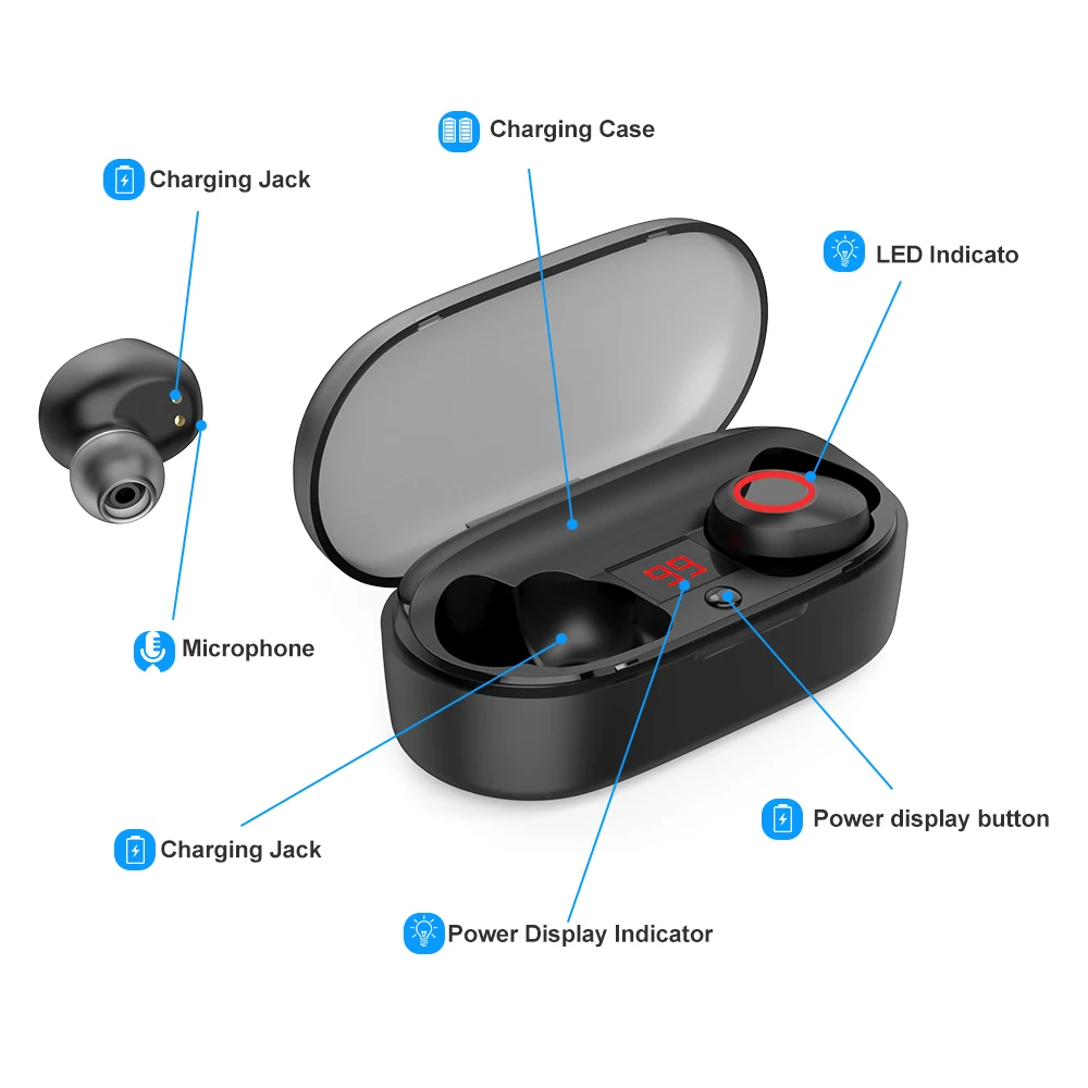 Модные TWS наушники со светодиодным дисплеем Bluetooth V5.0 шумоподавление IPX4 мини