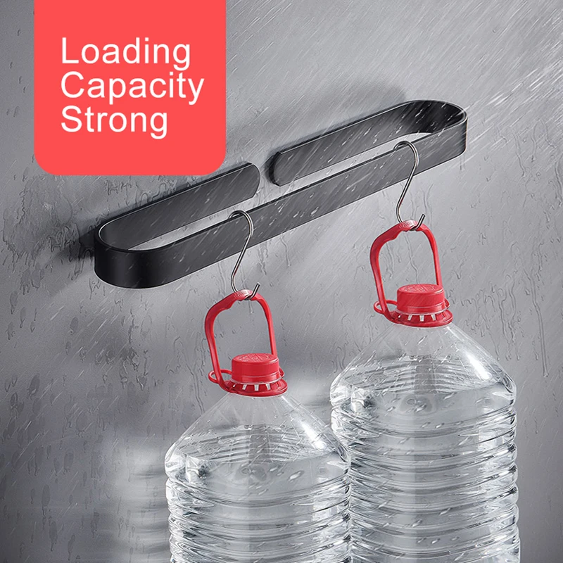 Самоклеящийся держатель для банных полотенец ML65B черный полка ванной комнаты без