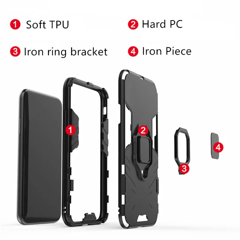 

Armor Shockproof Ring Holder Cases On POCOX3 Case Hard PC Soft TPU Hybrid Back Cover For Xiaomi Pocophone POCO X3 X 3 NFC Coque