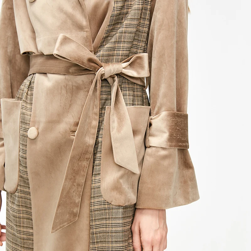 Vero Moda бархатный двубортный плащ в клетку кофта куртка женская| 318409507