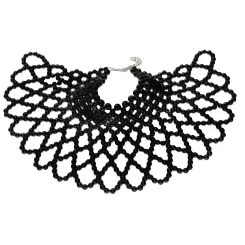 

Women Imitation Pearl Beaded Bib Choker Necklace Body Chain Shawl Collar Jewelry Female Party Luxurious Decorative Costume Acces