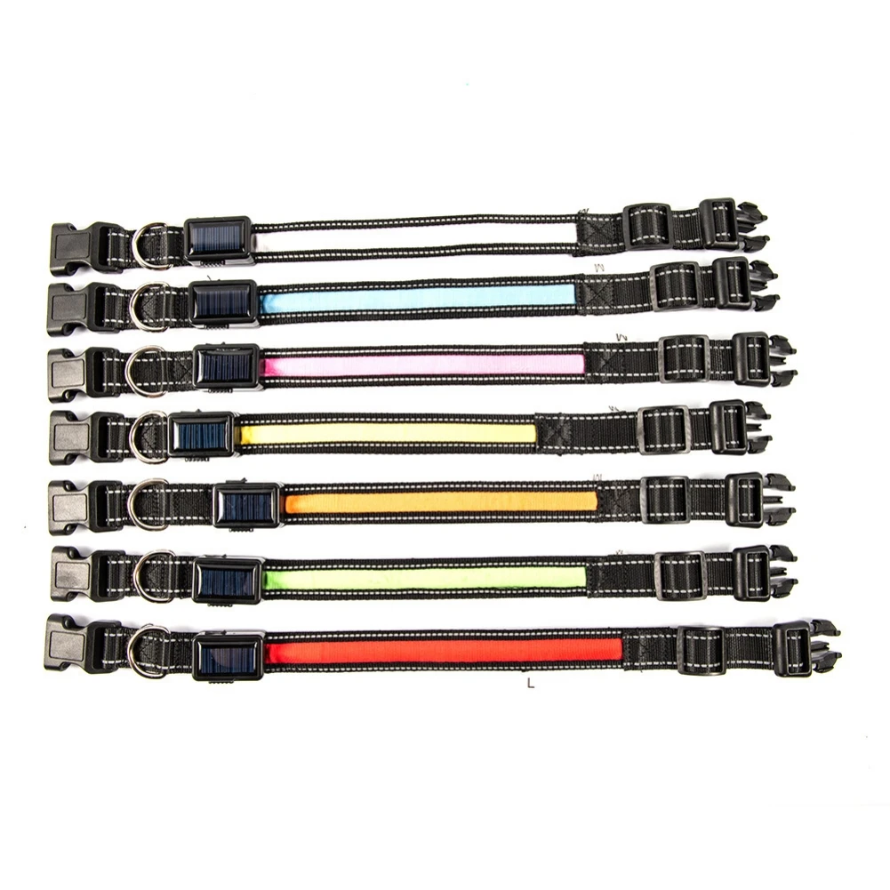 

Pet Dog Collar Solar Luminous Collar Nylon Reflective Solar Energy Charging In Various Colors Collars Dog Accessories