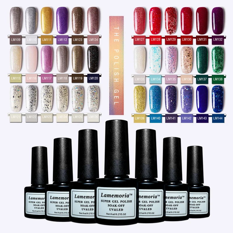 Ламемория 8 мл голографический Блестящий Гель лак для ногтей УФ гель лазер