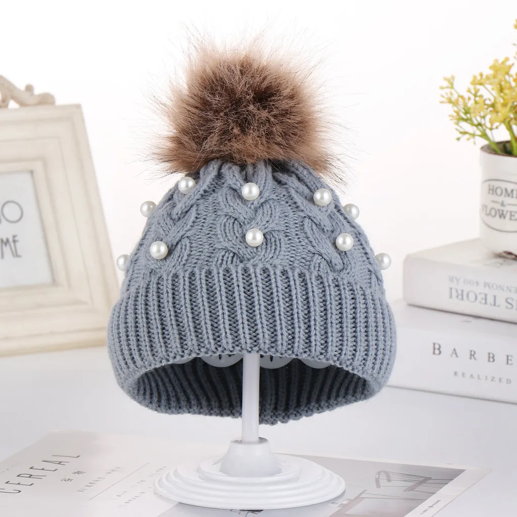 Зима 2020 милые пушистые шапки детская шапка с помпоном женская из меха теплая