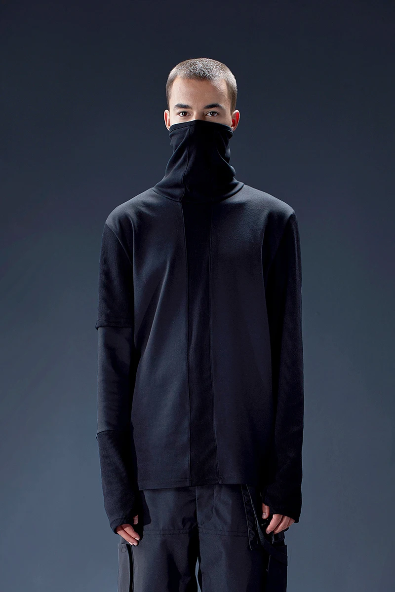 Оленя лузия разборный Высокий воротник t водолазка теплоизоляция techwear темная