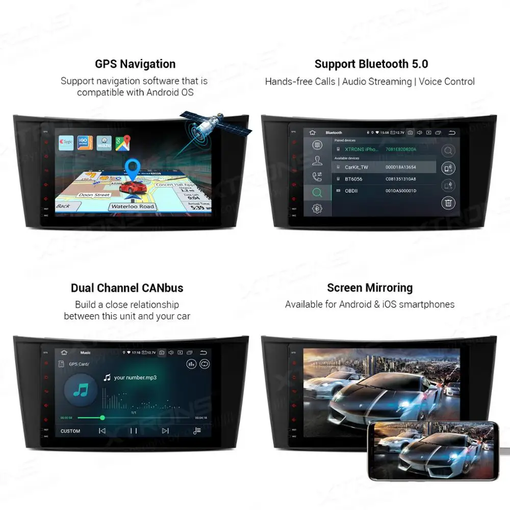 XTRONS 8 ''Android 10 0 Qualcomm Bluetooth 5 автомобильный радиоплеер GPS для Mercedes Benz W211 E200 E220 E240 E270