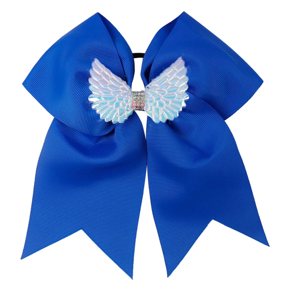 

NEW 7inch angel wings Hair Bow Girls Solid Cheer Bow With Elastic Band Cheerleader Hair Bands For Kids Hair Accessories