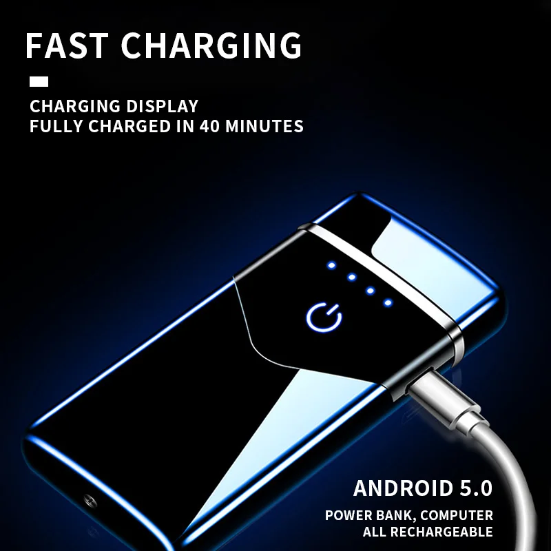 Электрическая зажигалка с двойной дугой заряжаемая от USB ветрозащитная