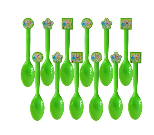 Spoon 12pcs День рождения украшения Дети Джунгли животных окружающей среды Бумага одноразовые посуда тарелка чашки шар украшения принадлежности - Цвет: Spoon 12pcs