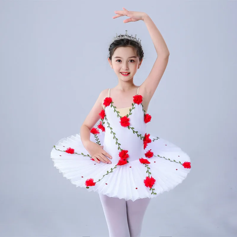 Красные цветы профессиональные балетные пачки для детей белый Лебединое озеро