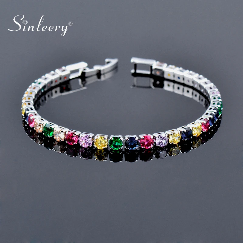

SINLEERY Tennis Bracelet with Shinning AAA Cubic Zirconia Rose Gold Silver Color Bracelets for Women Jewelry SL059 SSF