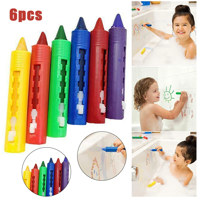 6 шт. моющиеся Crayon детские игрушки для ванной время краски ручки рисования