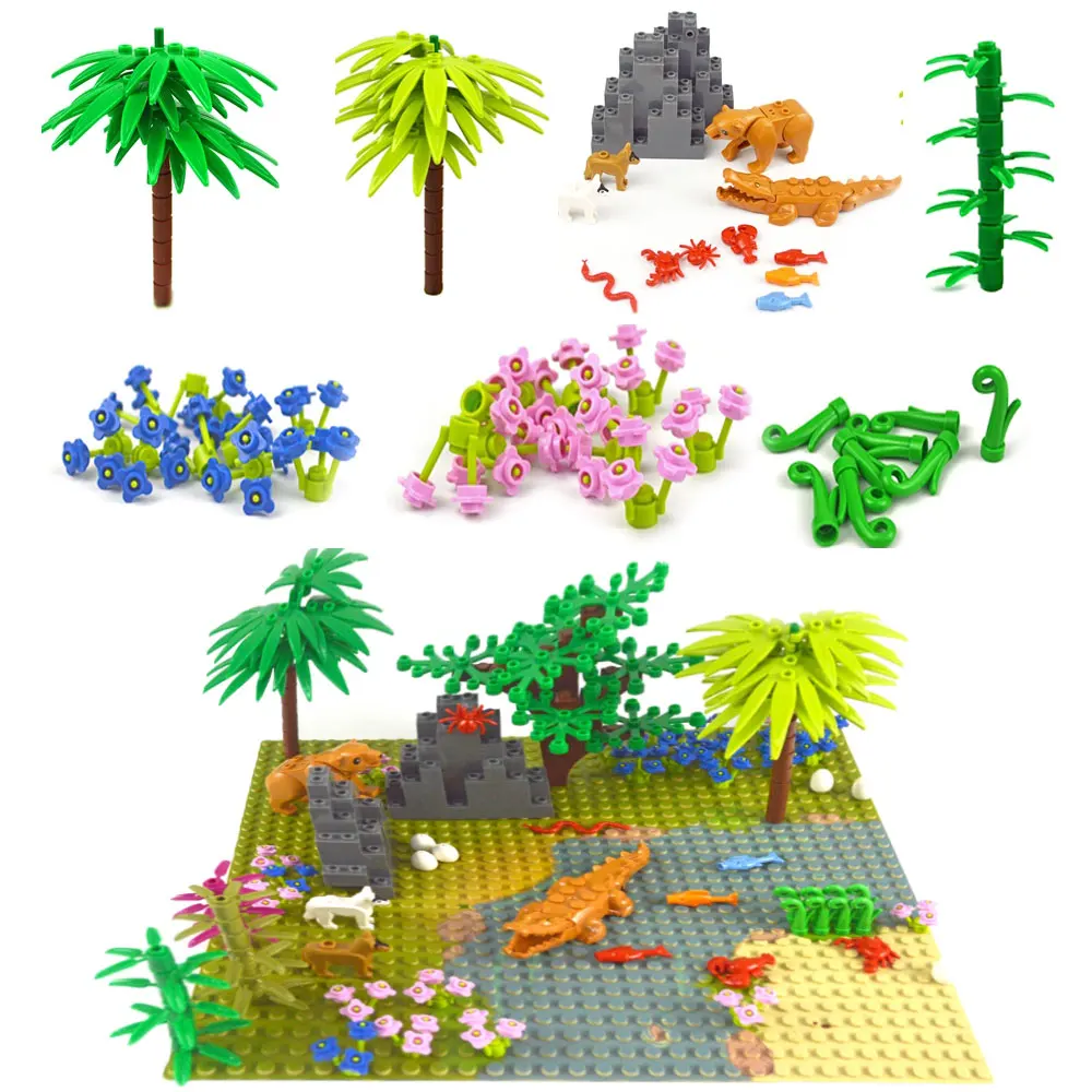 Базовая плита для города аксессуары конструктора растения трава цветок животное