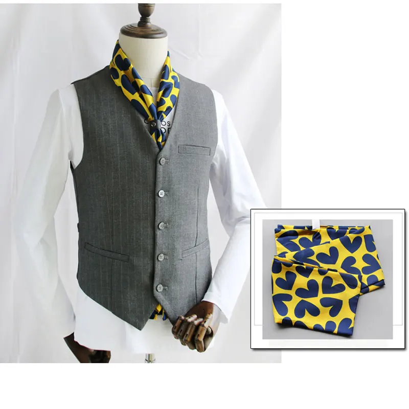 New Silk Scarf Men Women Long Scarf Dot Printed Fashion Business Neckerchief Man Brand Design Bandana Scarves