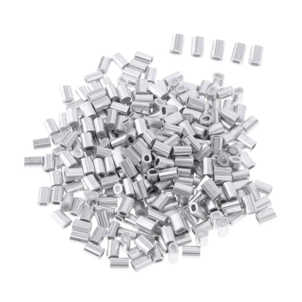 100Pcs Aluminum Fishing Crimp Sleeves Barrel Crimping Loop Sleeve Fishing Line Crimping Tube Connector Accessories 0.8-1.5mm