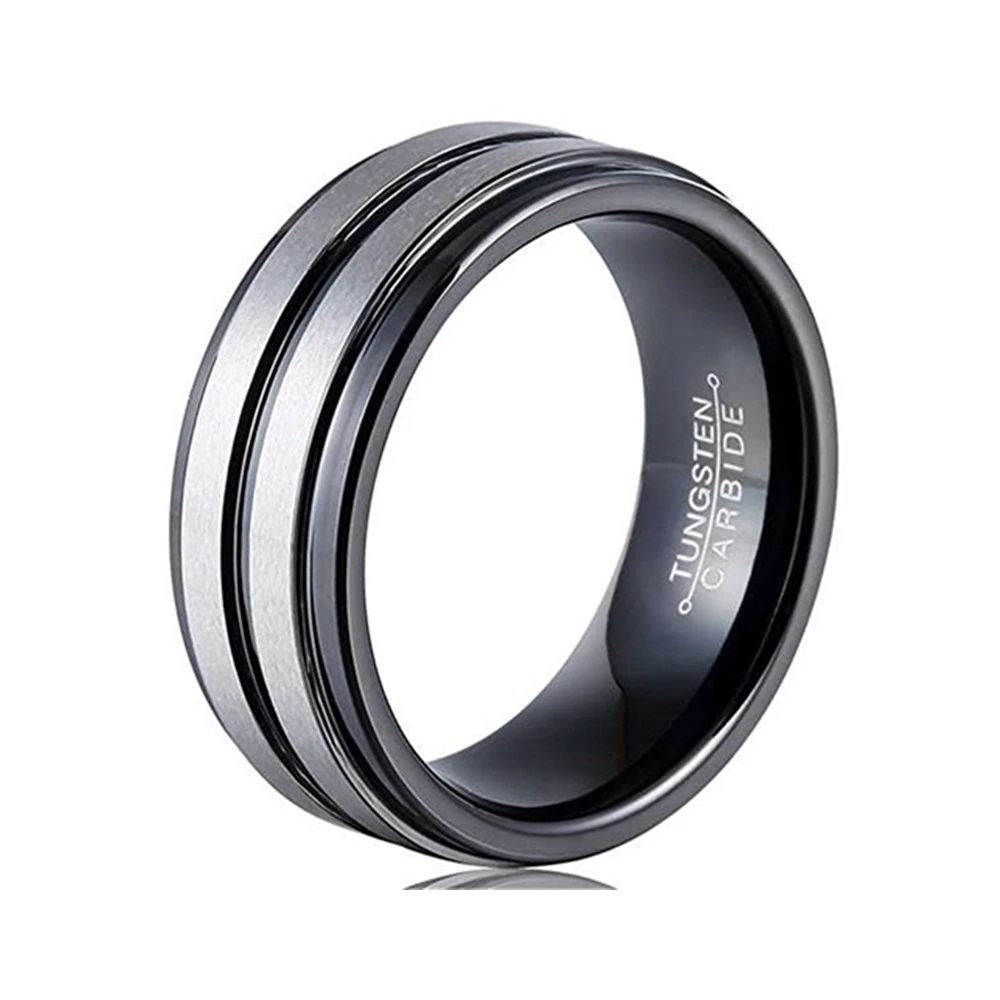 

Fashion Creative 8mm Black Frosted Titanium Steel Ring Party Accessories Luxury Jewelry For Anniversay Gift