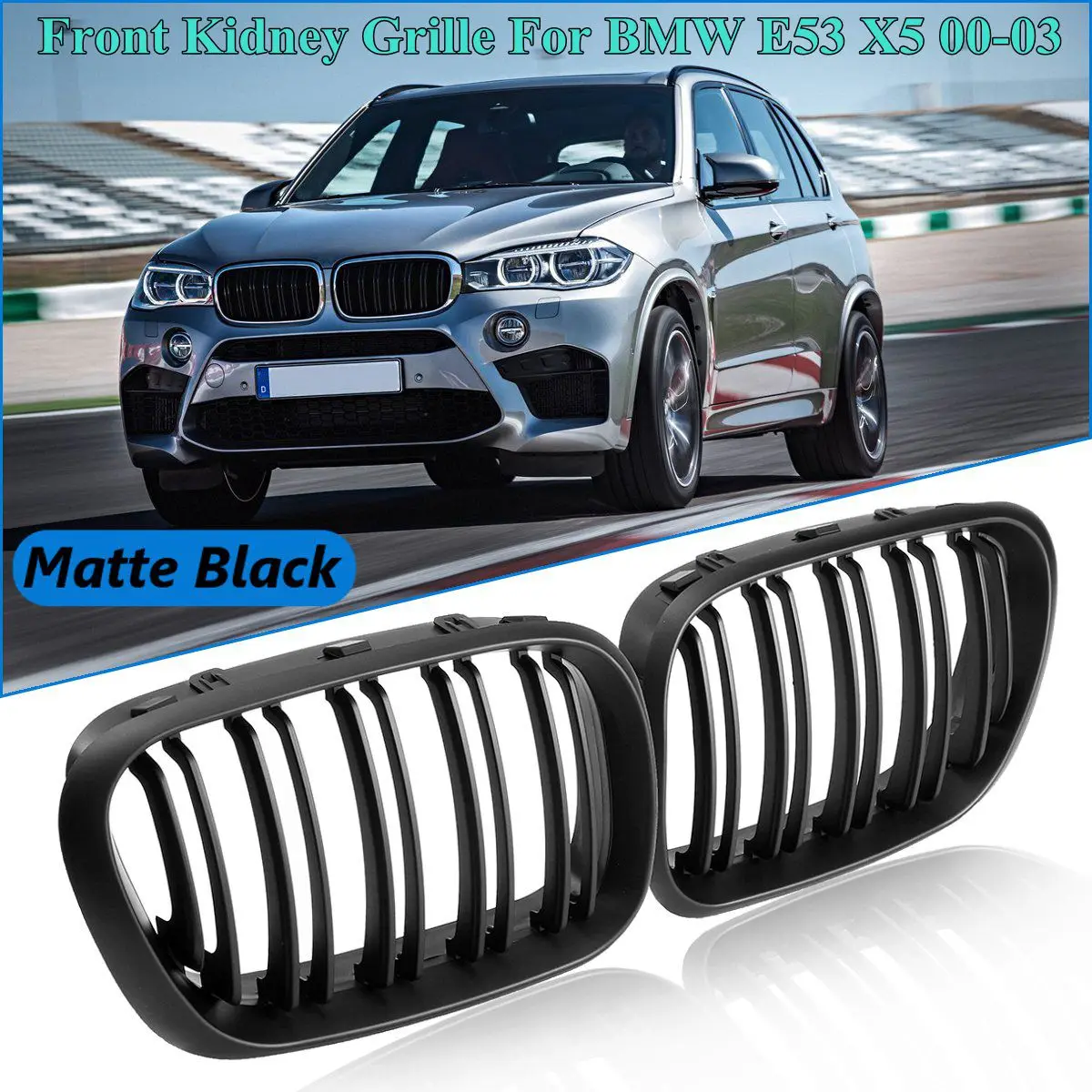 Черная матовая решетка для радиатора BMW E53 X5 2000 2001 2002 2003|Гоночные решетки| |