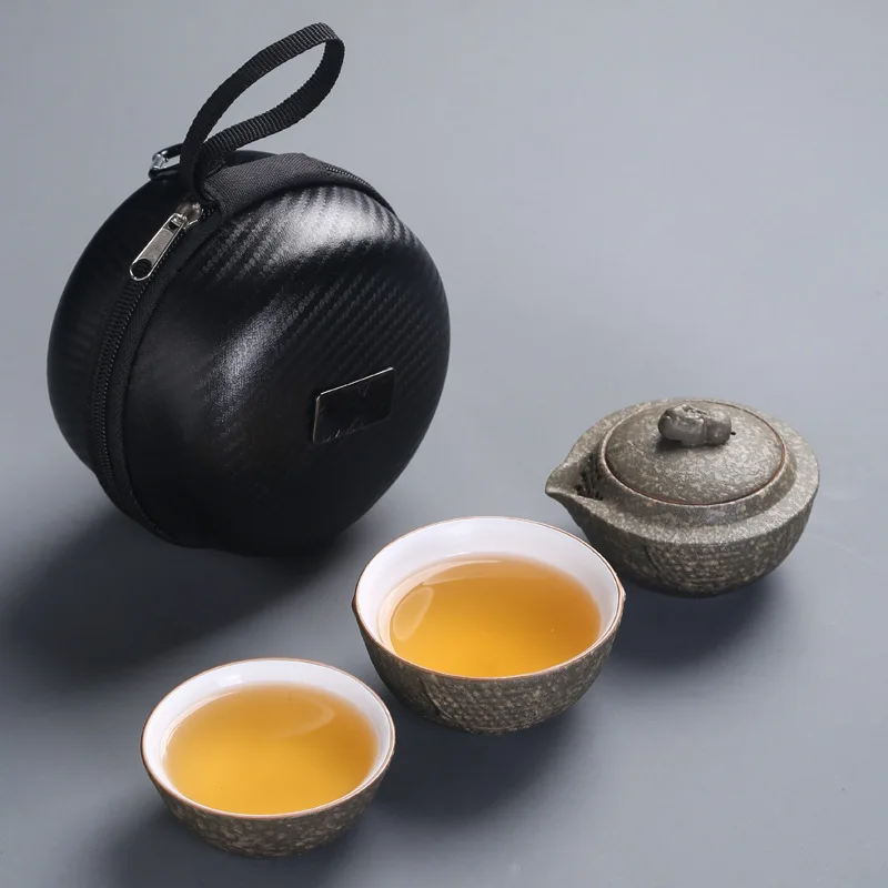 

Ceramic teapot gaiwan with 2 cups a tea sets portable travel chinese tea set drinkware