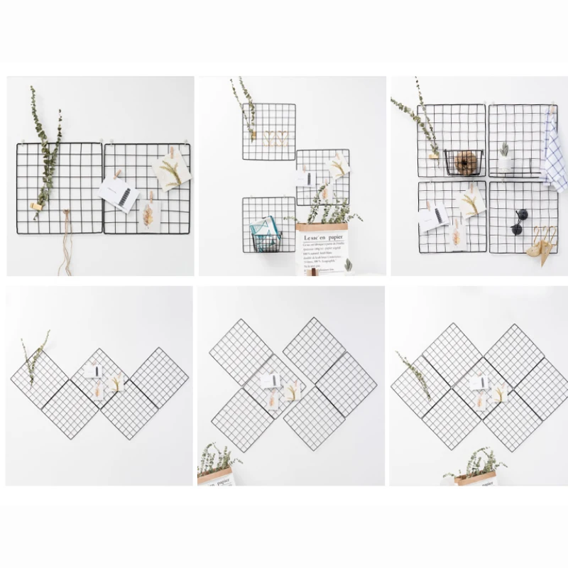 Скандинавская черная сетка полка для украшения стен хранения металлическая