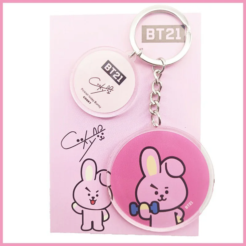 

Cute Korean Kpop Animal Keychain Cartoon Character Dog Sheep Horse Koala Round Pendant Keychain Keyrings Bags Key Accessories