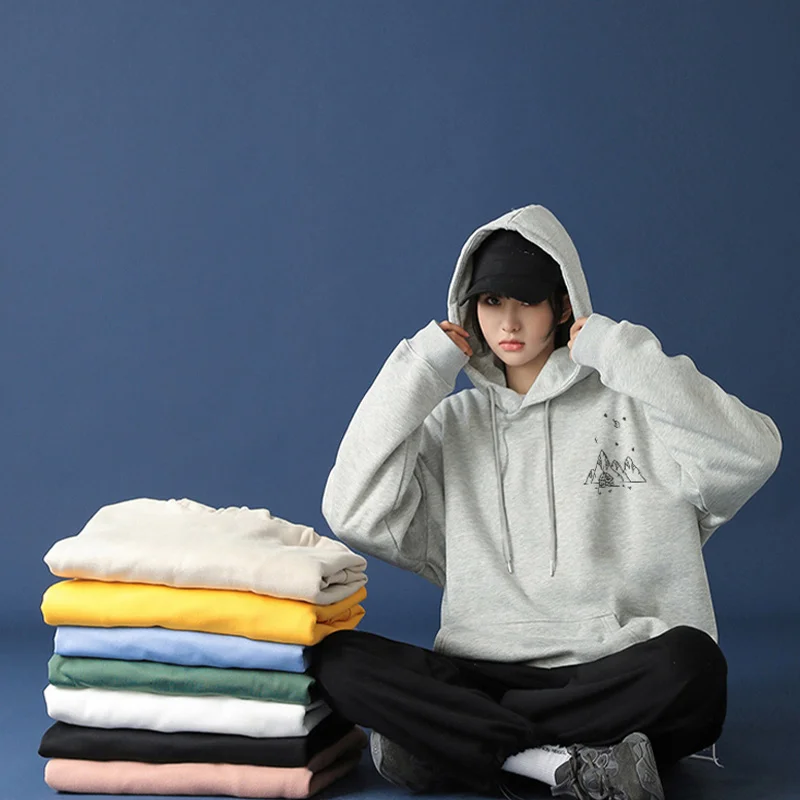 

Harajuku Printed Women's Sweatshirts Hoodies Drawstring Front Pocket Hooded Female 2021 Spring Autumn Loose Ladies Sweatshirts