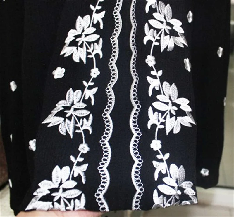 Женская винтажная Этническая туника из хлопка и льна с цветочной вышивкой