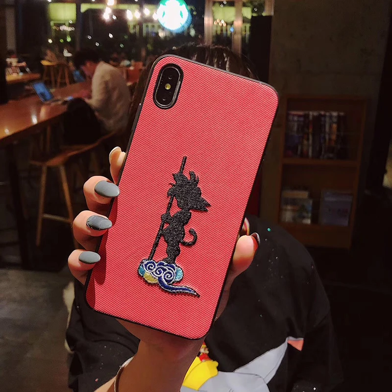 Luxury embroidery Dragon Ball Super Z Son Goku soft cover case for iphone apple 6 plus 7 8 8plus X XR XS MAX 11 Pro phone coque