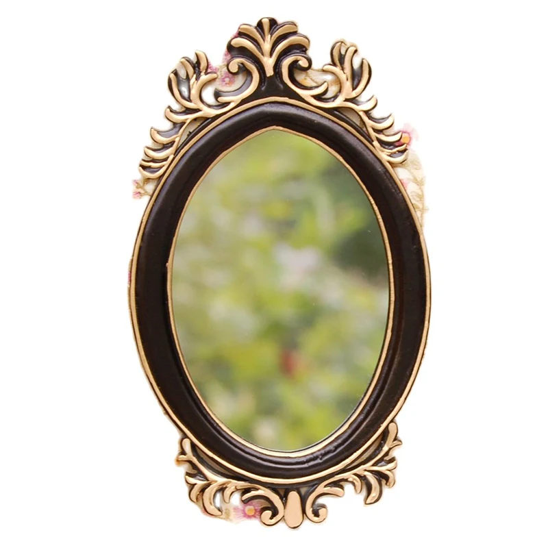 Модное овальное зеркало в масштабе 1/6 для кукольного домика с резным золотым и