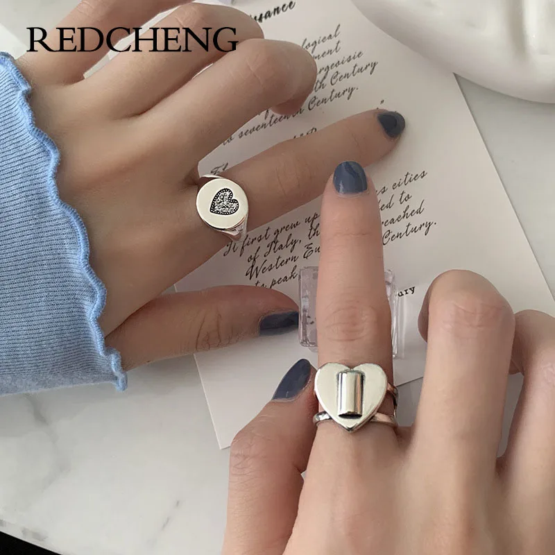 

REDCHENG 925 Стерлинговое Серебро, любовные кольца для женщин, темпераментные модные геометрические милые изысканные искусственные кольца