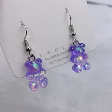 Fashion Simple Cute Colorful Acrylic Animal Bear Dangle Earrings for Girls Women Children Birthday Gift Lovely Jewelry