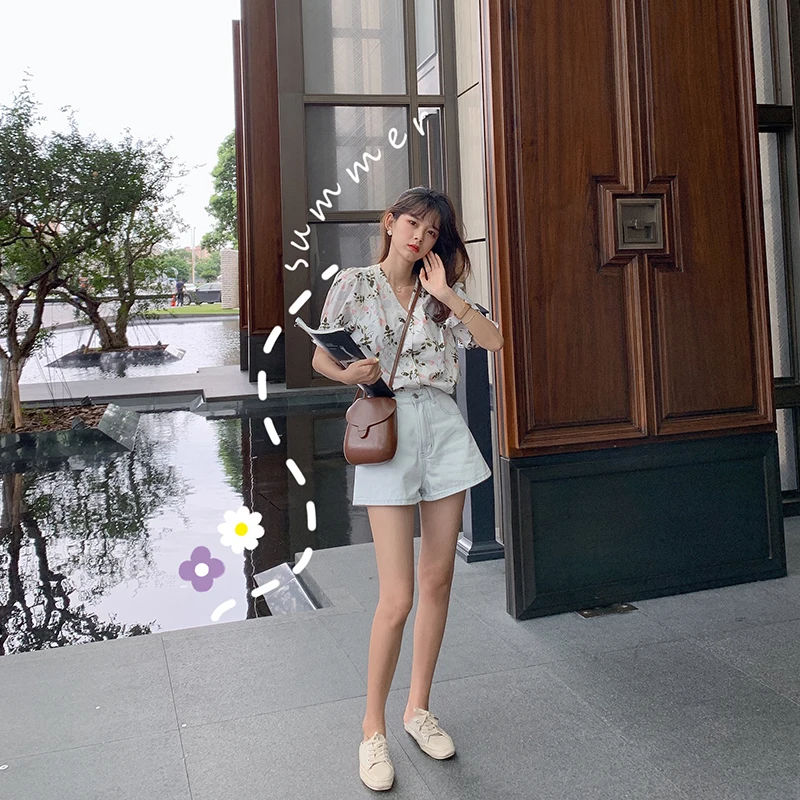 Женская блузка с цветочным принтом MISHOW повседневная однобортная Свободная