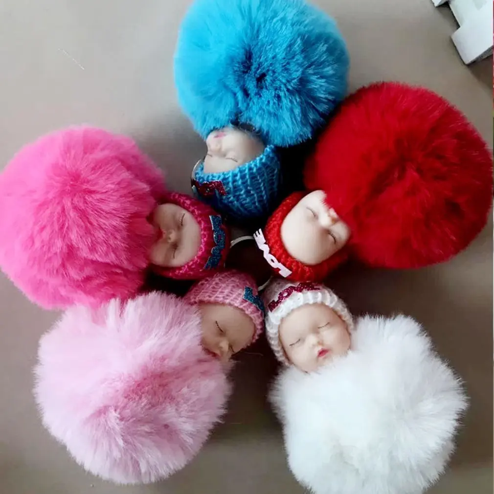 OCDAY Sleeping Baby Doll плюшевый брелок креативный милый маленький мягкий меховой кукольный кулон автомобильный мешок Шарм пушистый шар брелок игрушка для детей