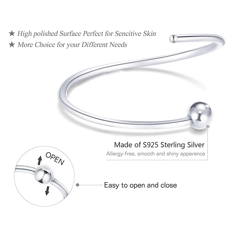 1PC 100% Real 925 Sterling Silver CBR Nose Piercing Septum Ring Captive Bead Cartilage Tragus Earrings 20G | Украшения и