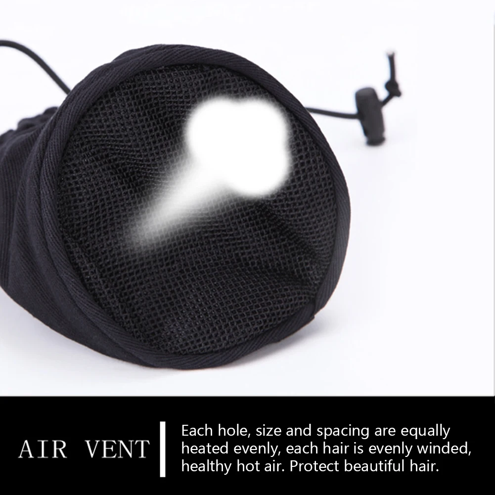

Black Adjustable Wind Blower Attachment Cover With Drawstring Hairdressing Foldable Universal Nylon Hair Dryer Sock Travel Home