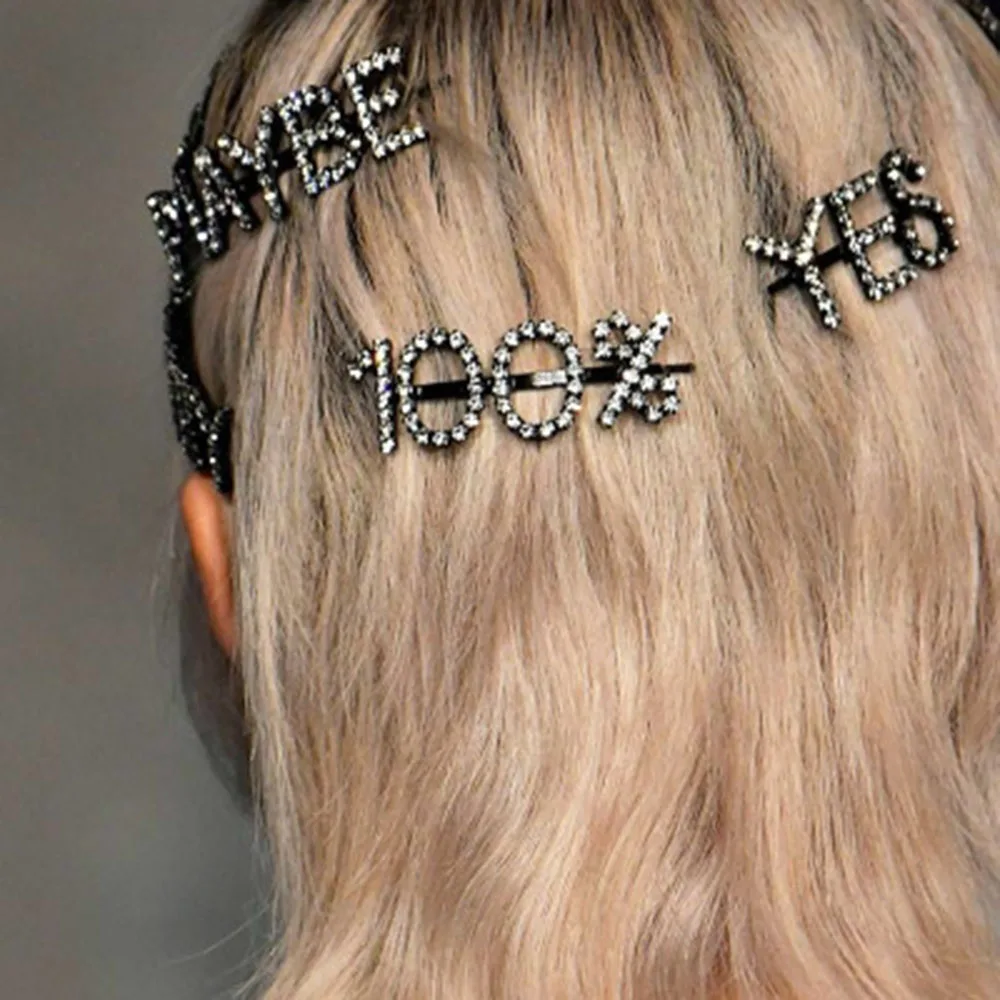 1 шт. буквы со стразами заколки металлические для волос Заколки головные уборы