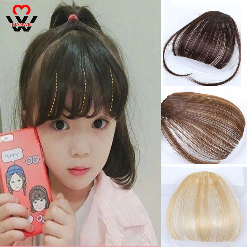 Манвэй ребенок блонд Клип В челке волосы плоский воздух бахрома челка невидимые