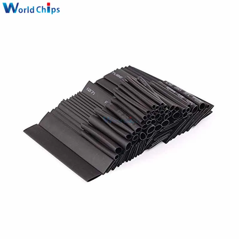 70pcs/lot Polyolefin 2:1 Shrinking Assorted Insulation Heat Shrink Tube Wire Cable Insulated Black Sleeving Tubing | Электронные