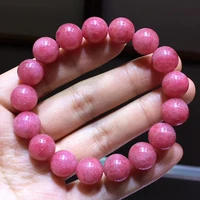 12mm Genuine Natural Rose Red Rhodonite Gemstone Crystal Round Bead Stretch Bracelet Fashion Stone For Women Men AAAAA