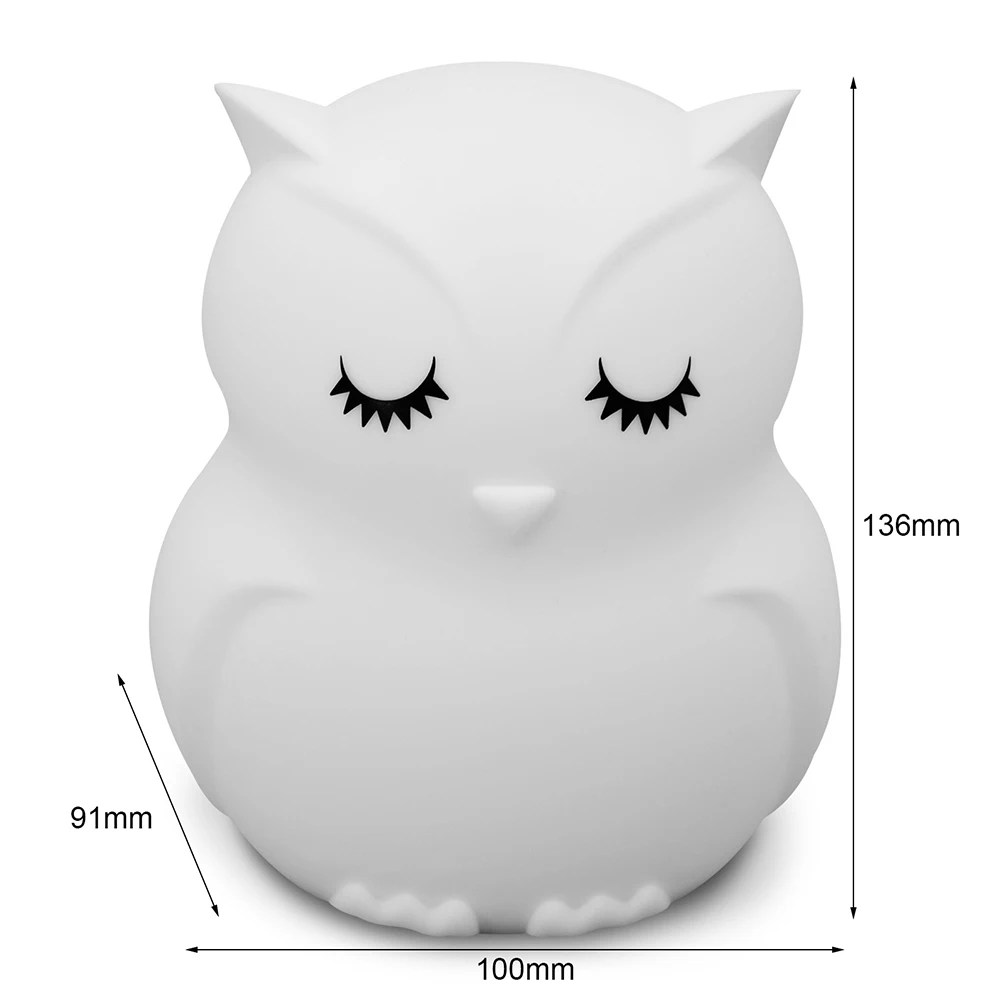

Mini Owl LED Night Light 7 Colors Cartoon Silicone Lamp Touch Remote Control Rechargeable Bedside Lamp For Kids Bedroom M