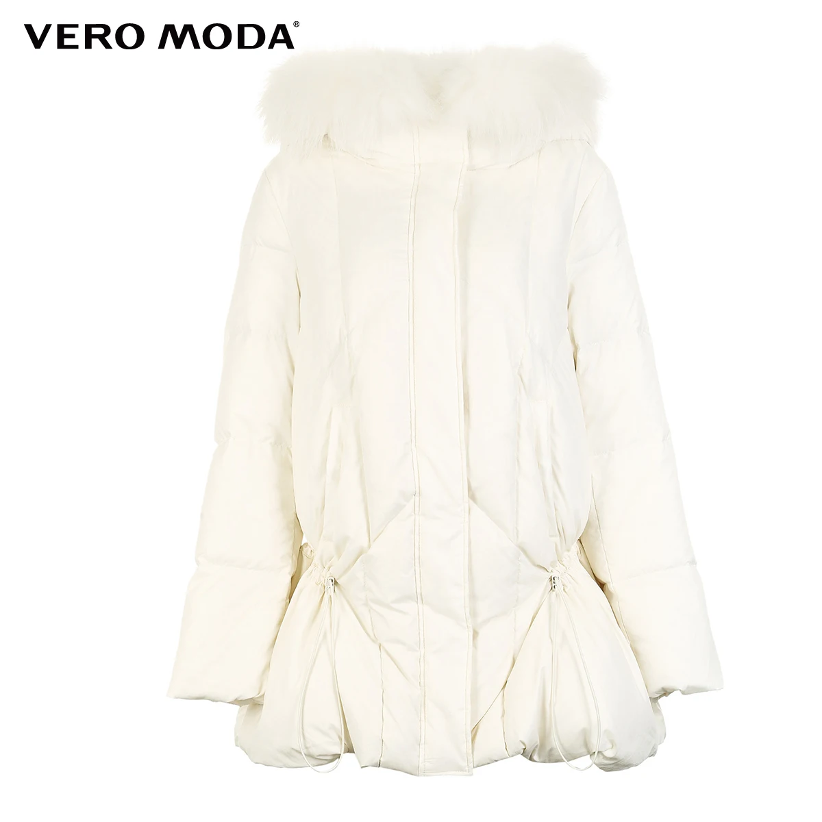 Vero Moda Женская куртка-пуховик с капюшоном из меха енота на шнурке | 318423539