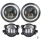 2 шт. 7 дюймов Круглая светодиодная фара в сборе + 2 шт. X 30 Вт 4 дюйма светодиодные противотуманные фары для Jeep Wrangler Hummer H1 H2