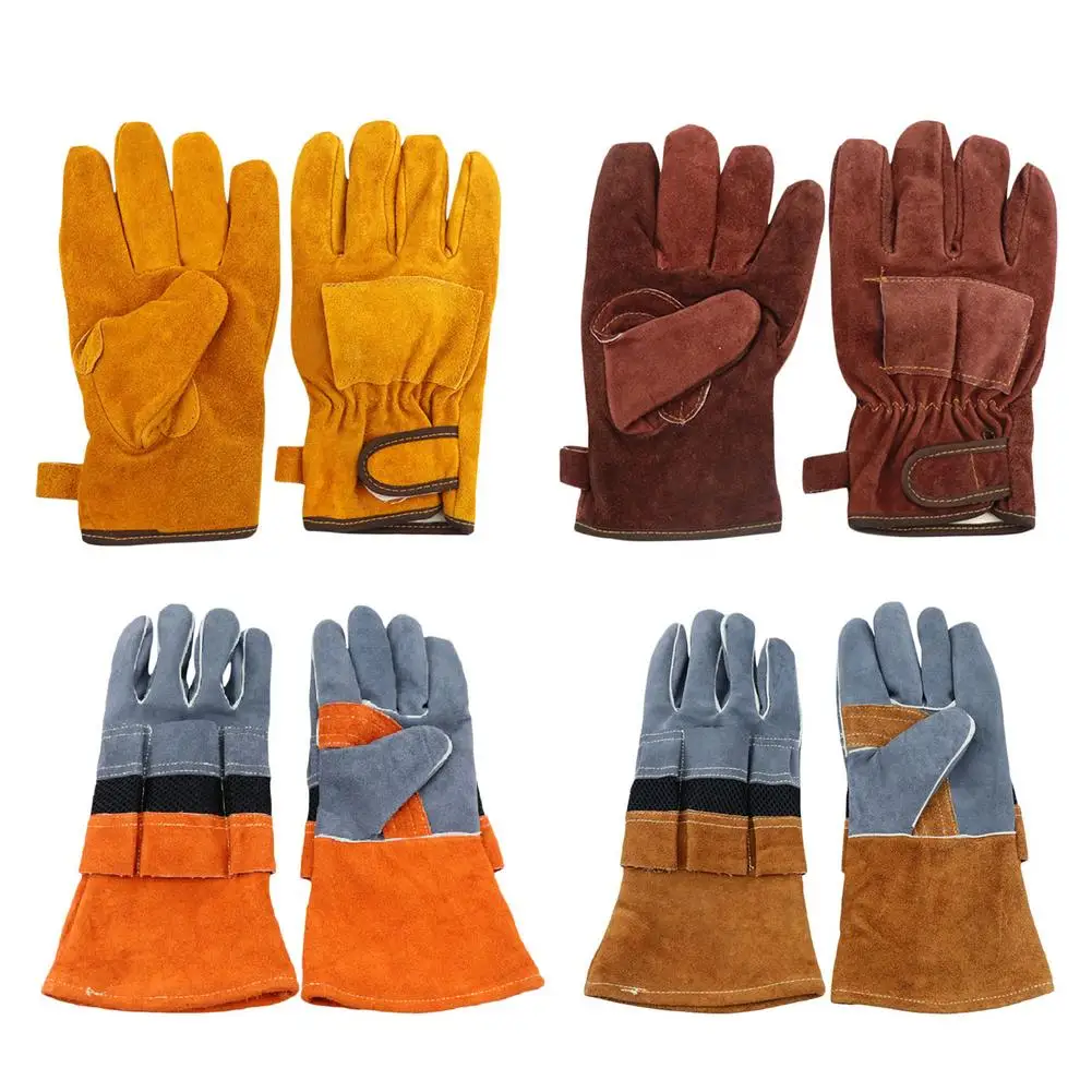 

Перчатки для барбекю, удобные защитные перчатки из воловьей кожи с огнестойкой изоляцией, для пикника и барбекю, для защиты от ожогов