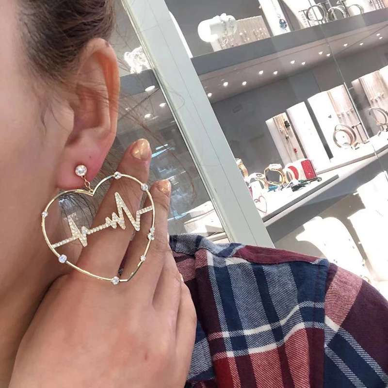 Женские серьги подвески в форме сердца с цирконом AAA|Серьги-подвески| |