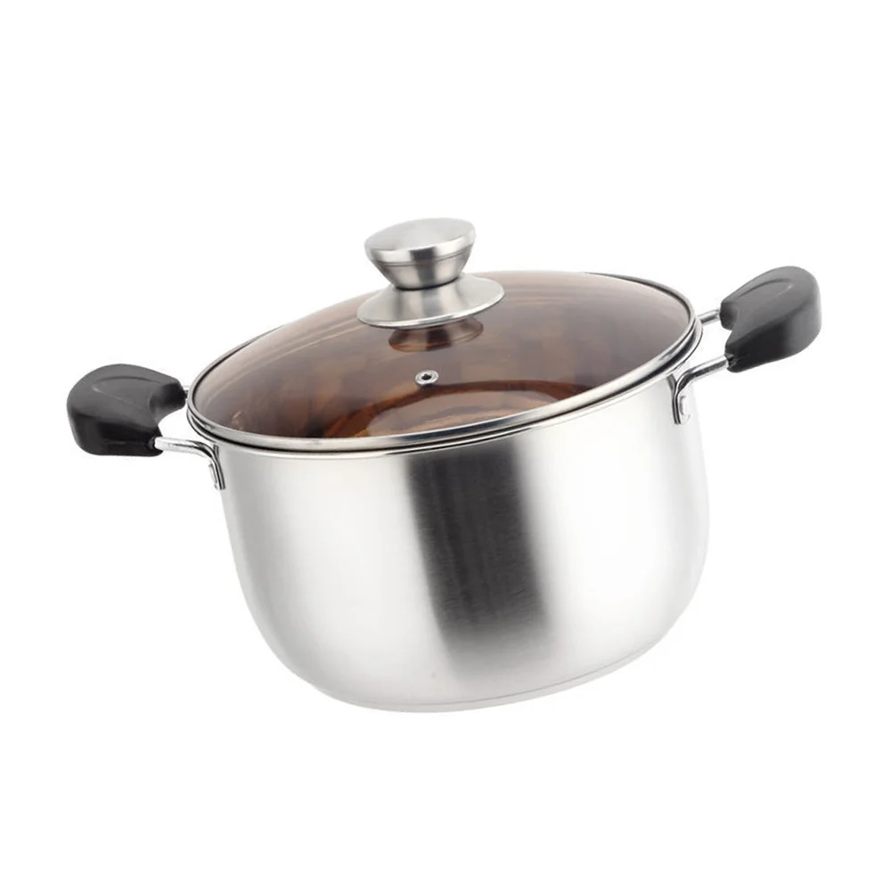 

Stainless Steel Stockpot with Lid Double Handles Cooking Pot Thick Kitchen Soup Pot for Home (18cm)