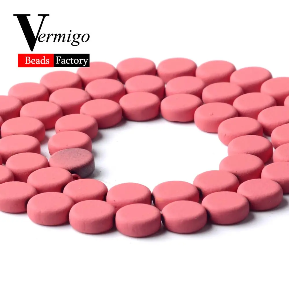 Натуральный розовый красный нано-каучук гематит Круглые бусины для изготовления